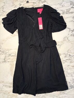 Lilly Pulitzer Black Lace Midi Wrap Dress